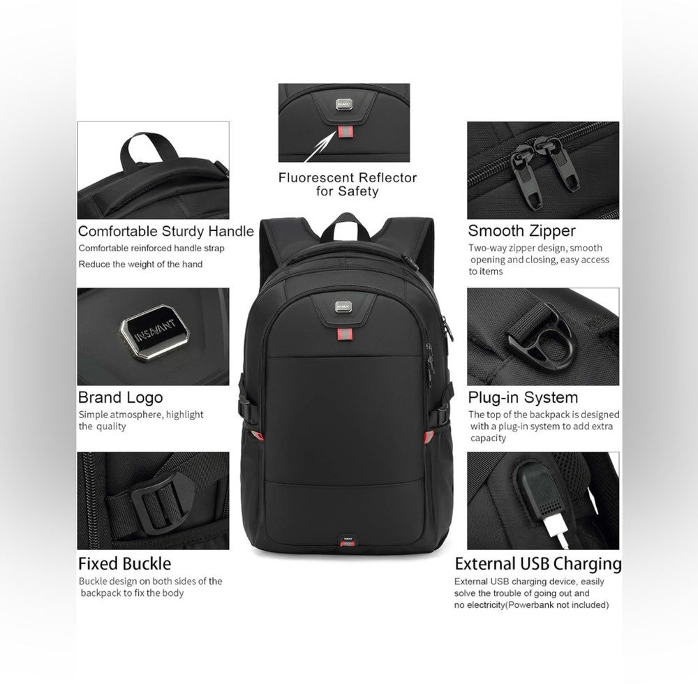 Laptop Backpack 15.6 Inch Water Resistant Backpack - Picture 5 of 9